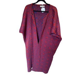 World Market Red & Blue Geometric Patterned Kimono Cardigan O/S NWT